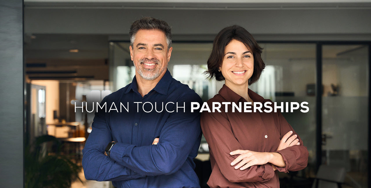 Man and woman standing by office