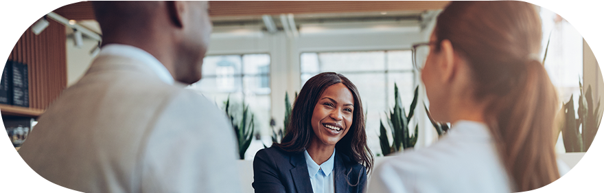 Woman helping customers